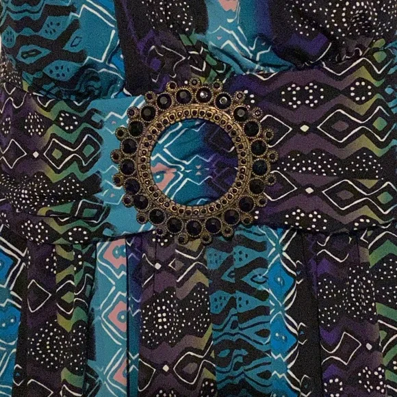 Long Blue Pattern Dress Size XL - Picture 3 of 3